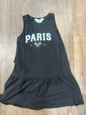 H&M Girls Paris Dress Size 8 10 Black Sleeveless Casual Tennis Graphic
